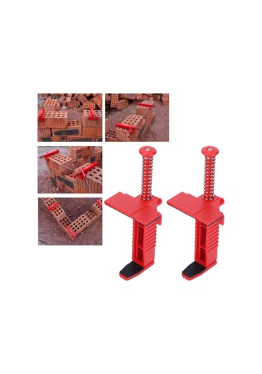 Geeroyoo 2 Adet Tuğla Çizgi Aleti - Tuğlaçılar İçin Dayanıklı Plastik Sabitleyici, Kaymaz Önlü, Hızlı Ve Doğru Uygulama Kırmızı