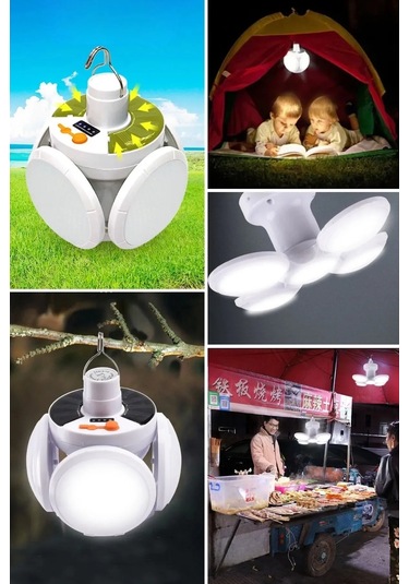 Solar Güneş Enerji Ve Usb Sarjlı 5 Kanatlı Led Lamba 5365