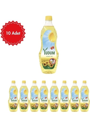 Yudum Ayçiçek Yağı 10 Adet X 1 L Ekonomik Paket Hafif Ve Doğal Lezzet