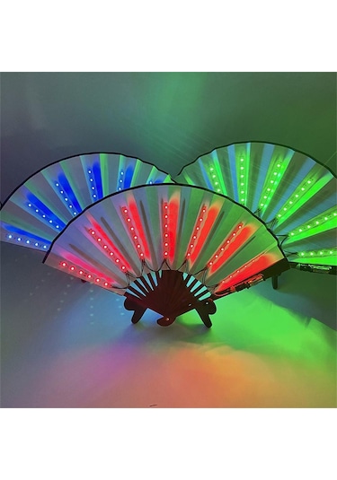 Canlı Menekşe Yanıp Sönen Katlanır Led Fan Dans Işıkları Fan Gece Gösterisi Aydınlık Bar Gece Kulübü Parti Hediyeler Karanlıkta Glow Çok Renkli