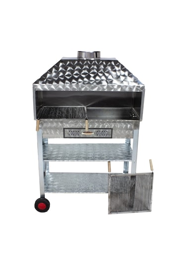 Metehan MTH-210 Geniş Aile Boy - Davlumbazlı - Maltız Izgaralı - 2 Tekerlekli Mangal