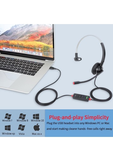 Pc Dizüstü Bilgisayar İçin Mikrofonlu Usb Kulaklık Bilgisayar Kulaklık Gürültü Ev Office İçin Mikro Mikrofon Online Sınıf Skype Zoom