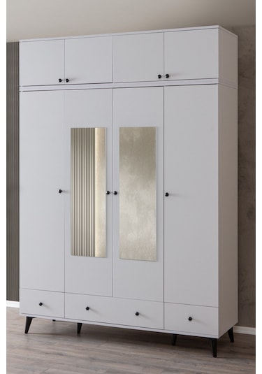 Gardırop, Bianca 4 Kapaklı Aynalı Dolap Ve Yüklük
