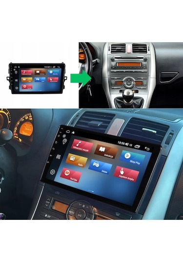 Toyota Auris Araç Multimedya Android Ekran Carplay Navigasyon Double Teyp 2+32 9" 07-12 Black Cadence