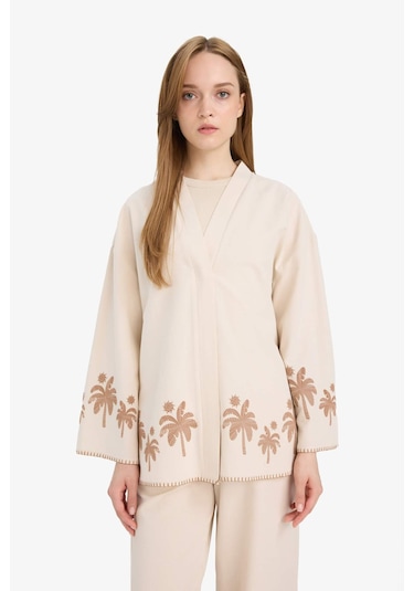 Defacto Relax Fit Baskılı Keten Karışımlı Uzun Kollu Kimono F1406ax25smer42 Ekru Defacto Relax Fit Baskılı Keten Karışımlı Uzun Kollu Kimono F1406ax25smer42 Ekru