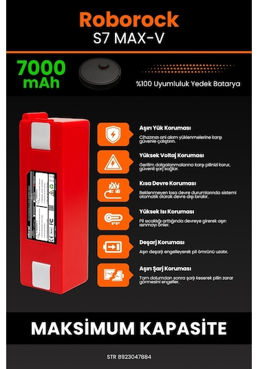 Roborock S7 Maxv Vacuum Robot Süpürge Bataryası 7000.mah