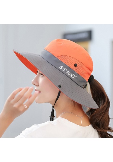 Uv Işınlarına Karşı Koruyucu Geniş Kenarlı Güneş Şapkası - Hafif Ve Konforlu Yaz Aksesuarı Turuncu