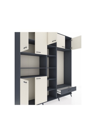 Hyperion Dolap 11 Raflı Tek Çekmeceli 7 Kapaklı 220x44x243 Antrasit-aytaşı/antrasit Aytası/antrasıt Hyperion Dolap 11 Raflı Tek Çekmeceli 7 Kapaklı 220x44x243 Antrasit-aytaşı/antrasit Aytası/antrasıt