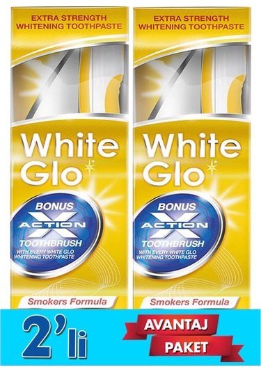 White Glo Sigara İçenlere Özel Beyazlatıcı Diş Macunu 150 G + Diş Fırçası x 2