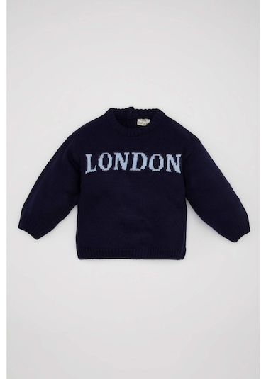 DeFacto Erkek Bebek Lacivert Baskılı Triko Kazak C8867A524WNNV256 Lacivert