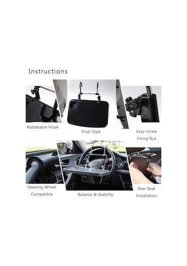 Araba Taşınabilir Asılı Dizüstü Bilgisayar Tepsisi Katlanır Dizüstü Bilgisayar Çok Fonksiyonlu Direksiyon Telefon Tutucu 46470024