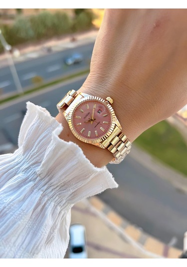 Coliseum Çelik Kordon Takvimli Kadran Özel Tasarım Vintage Seri Kadın Kol Saati+bileklik Ps.8341.m3 Sarı