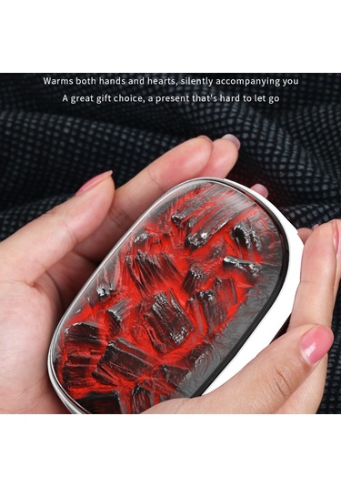 X6 10000mah Güç Bankası 3 Vitesli Sıcaklık Kömür Ateşi Tasarım Kış Elektrikli El Isıtıcı - Siyah