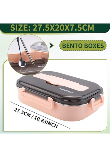 Xurunkeji Öğrenciler İçin 1,5 L Bento Kutuları, Isı Yalıtımlı Bento Öğle Yemeği Kutusu Sofra Takımı, Çocuklar İçin Öğle Yemeği Kapları, 2 Pembe