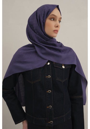 Mor Link Desen Bambu Cotton Şal 68 Mor
