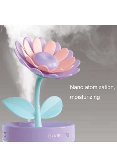 Çiçek Spreyi Nemlendirici Renkli Atmosfer Işığı Usb Aromaterapi Nemlendirici, Renk: Gardenya Moru