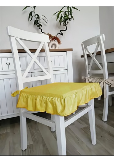Fırfırlı Sıvı & Leke Itici Iskandinav Sandalye Minderi Güneş Sarı Diğer