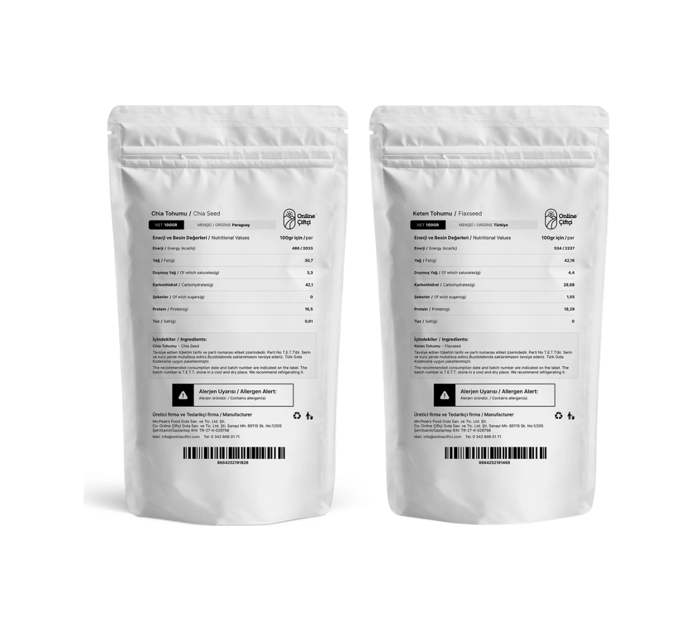 Online Çiftçi Chia ve Keten Tohumu 2 x 100 G