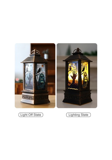 Vkemall Korkunç Desenli Halloween Led Feneri - Retro Stil, Pil İle Çalışır, Ev Bahçe Partisi Dekorasyon Aleti Diğer