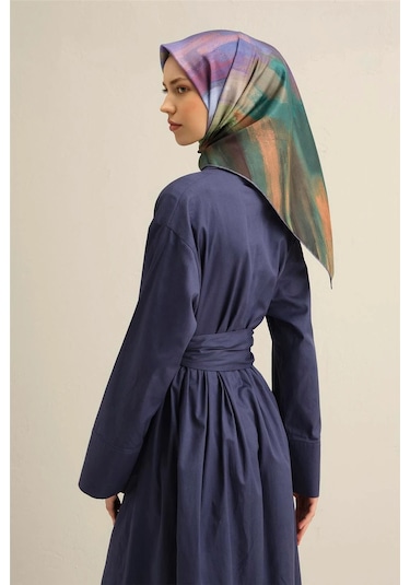 2025 İlkbahar - Yaz - Dj Saf İpek Eşarp Sura -9308d01 - 90 X 90 / Taba - Yeşil 07 Taba - Yeşil 07