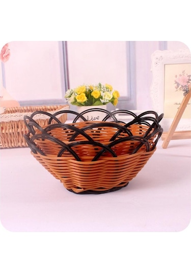 2 Adet El Yapımı Sepet Meyve Aperatifler Tabak Ekmek El Örgüsü Durumda Basit Piknik Saklama Kutusu Ev Diğer