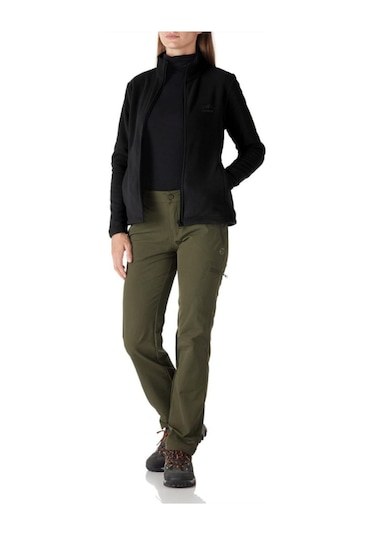 Genıus Store Kadın Tam Fermuarlı Kalın Outdoor Polar Ceket Siyah