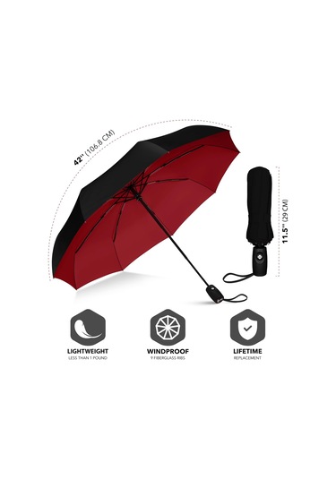 Repel Şemsiye Rüzgar Geçirmez Seyahat Şemsiyeleri Yağmur İçin - Kolay Otomatik Açılıp Kapanan, Dayanıklı Ve Kompakt Şemsiye, Güçlü Fiberglas Çerçeve, Su Geçirmez Diğer