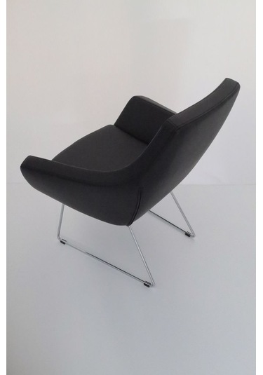 Fahren Siyah Deri Rahat Küçük Otel Lobi Koltuğu