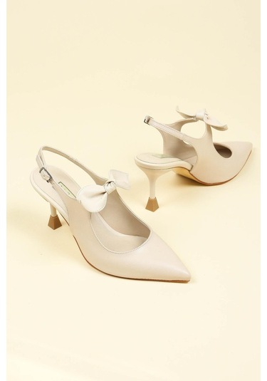 Fiyonklu Arkası Açık Stiletto Ten-ten Ten