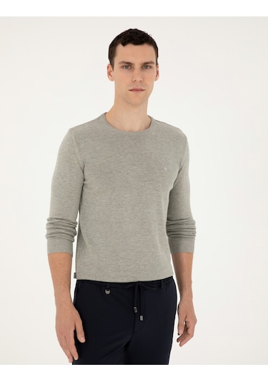 Pierre Cardin Erkek Açık Gri Melanj Kazak /triko 50296575-vr091 Açık Gri Melanj