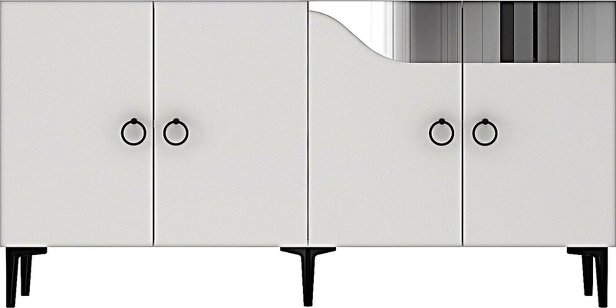 Ka1514bs Gama150 Konsol, Kahve Köşesi, Tv Sehpası Beyaz-sılver 150cm Beyaz