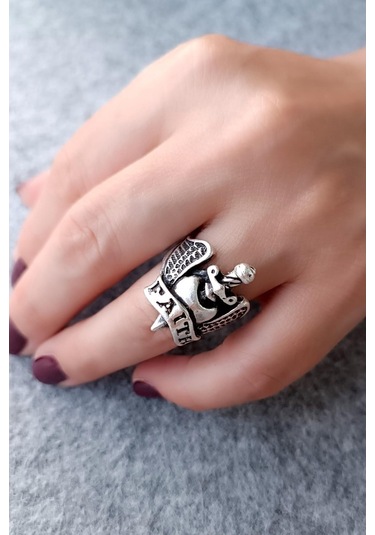 Kılıc Kanat Şekilli Gümüş Kaplama Ayarlanabilir Unisex Yüzük El Y - 553484958 Çok Renkli