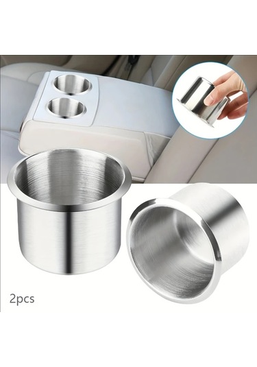 Dashanshop İki Evrensel Paslanmaz Çelik İçecek Tutucu, Medium Boy, Gümüş Renk