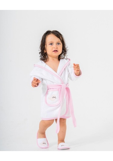 Balinalı Bornoz Takımı 1-2 Yaş Beyaz - Pembe