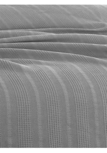 Çift Kişilik Waffle Pike 210x230cm, %100 Pamuk, Petekli Pike Gri