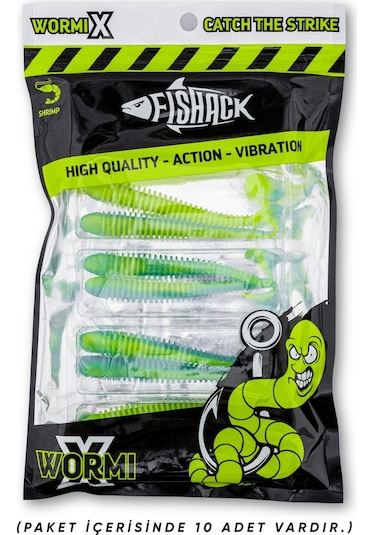 Silikon Kurt Yem - 4,2g 105mm - Turna/levrek Silikonu - 1 Adet - Mavi/yeşil - Karides Kokulu