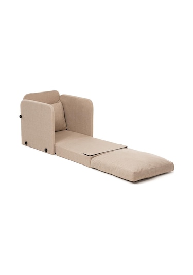 Pafu Saga Tekli Katlanır Yataklı Koltuk Keten Krem