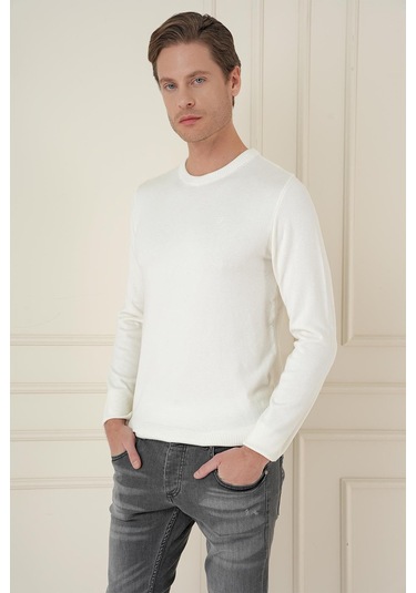 Tr 875 Slim Fit Ekru Klasik Triko Ekru