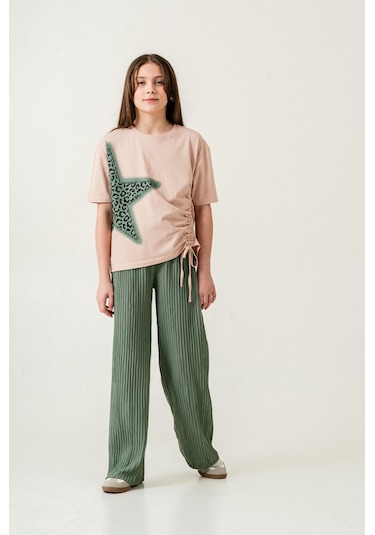 Kız Çocuk Mıu Taşlı İkili Dokuma Takım 7276 Vizon