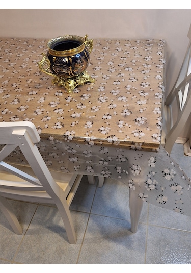 Şeffaf 0.018 Mm Pvc Muşamba - Desenli Silinebilir Şeffaf Masa Örtüsü Ns30 Beyaz