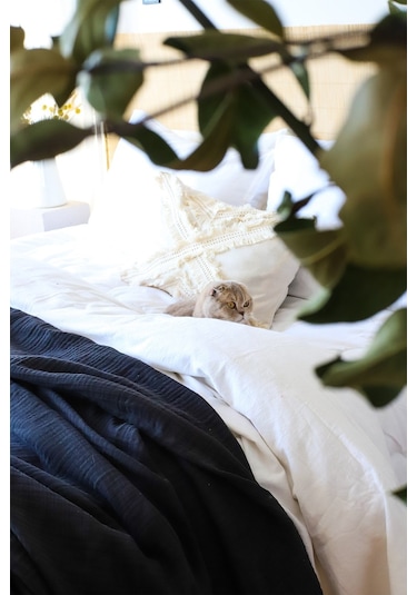 Vivamaison Çift Kişilik 4 Kat Müslin Pike Yatak Örtüsü Siyah