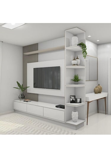 Dizayn Joy Tv Ünitesi Mat Beyaz Soft Tv Sehpası Alt Modül Beyaz 2