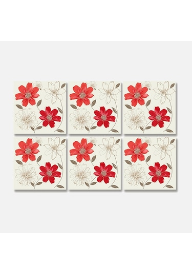 Tink Kırmızı Çiçek Desenli Pvc Karo Diğer