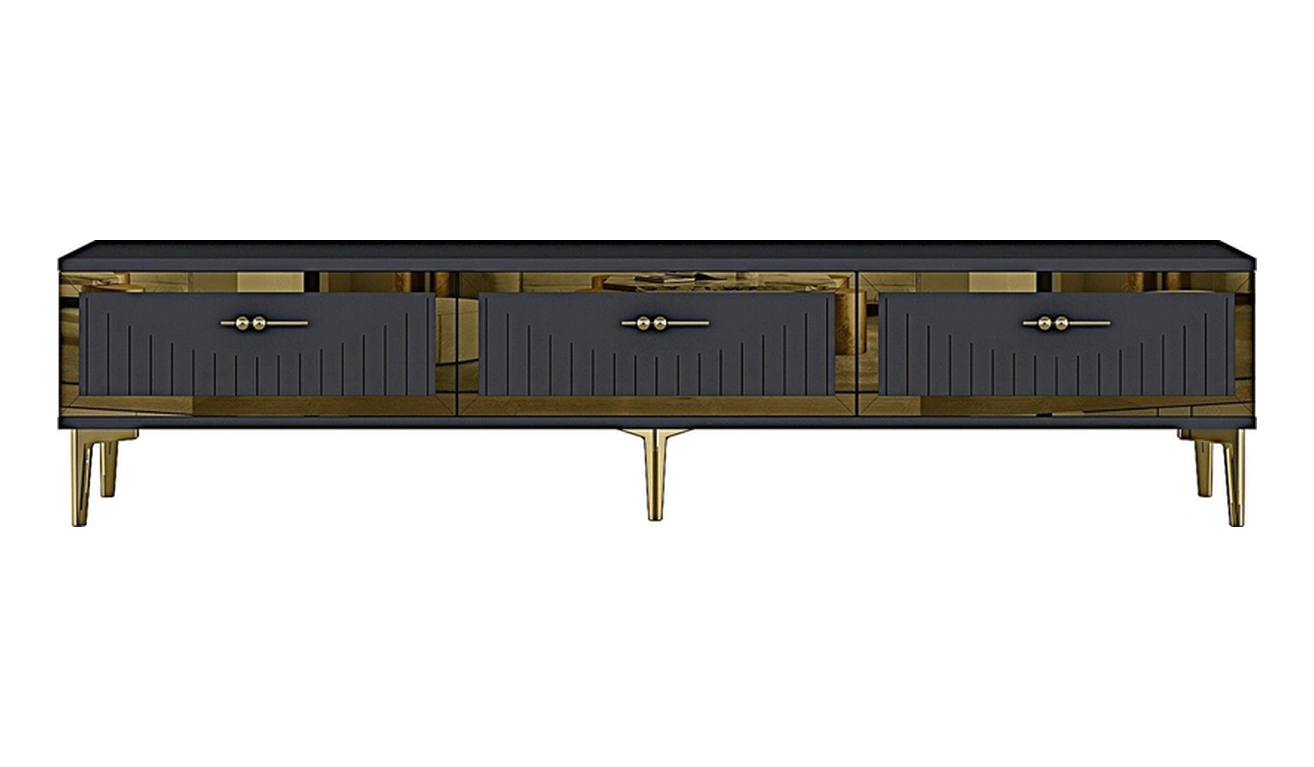 Tsa1802ag - Tuna Tv Stand, Tv Sehpası Antrasit-gold 180cm Antrasit