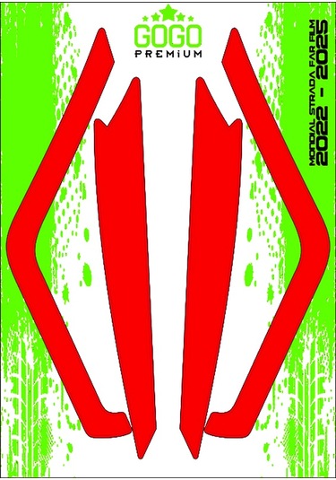 Mondial Strada 2022 - 2025 Uyumlu Far Üstü Film Kırmızı Çok Renkli