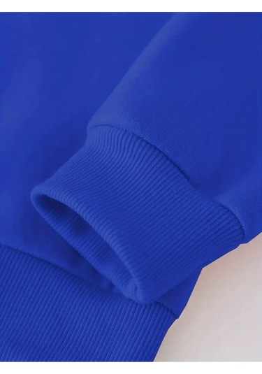 Kışlık Kapüşonlu Sweatshirt, Çocuk Kediciklerbaskılı Mavi