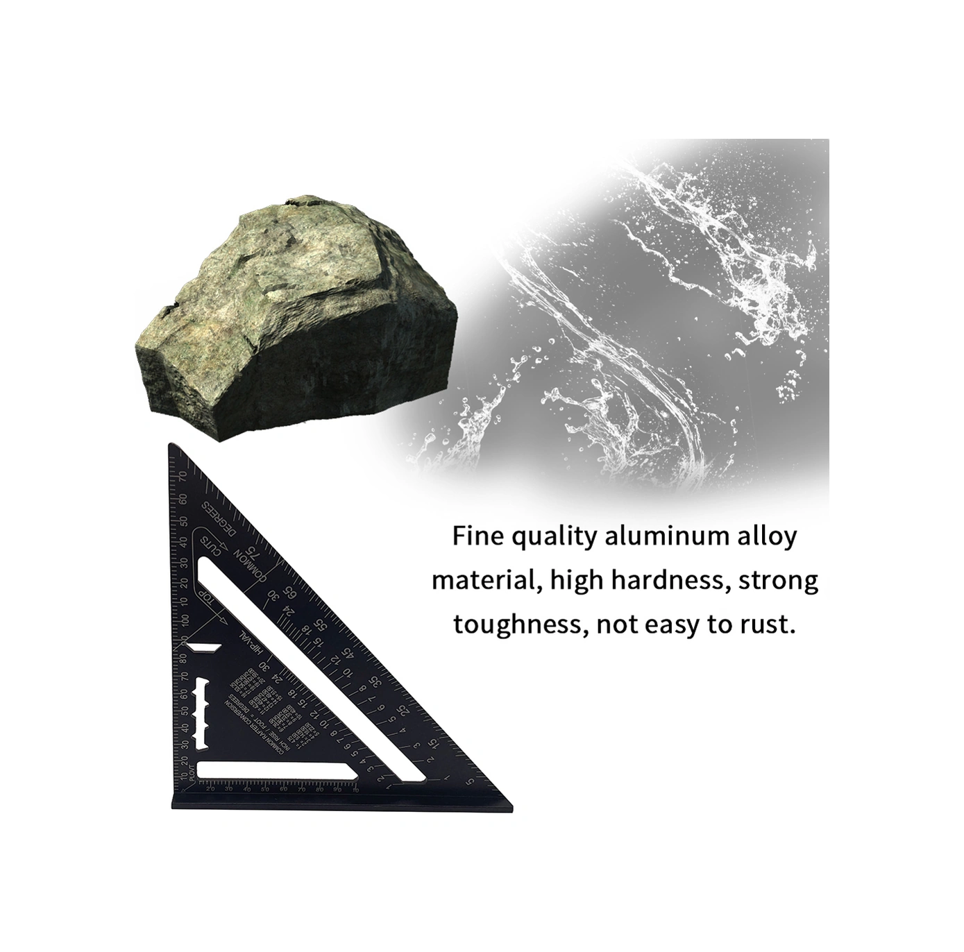 Folinda Alüminyum Profil Açı Ölçer - 90 Ve 45 İki Açı, Profesyonel Halka Tahta, Siyah Oksit, 7 İnç Metrik Ölçü