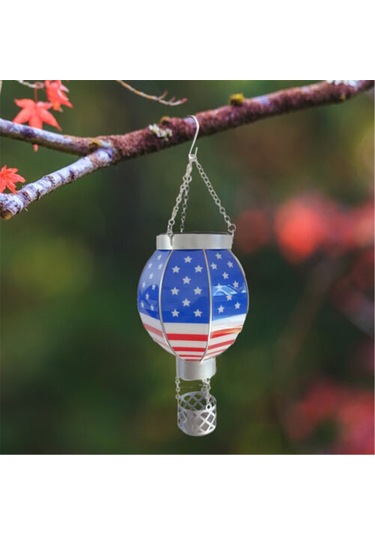 Yaozixa Güneş Enerjili Renkli Ayağık Balon Lambası, Dış Mekan Dekorasyon Işığı, Otomatik Aç-kapa, Bahçe Çadır Piknik Için Islak Dayanıklı Sıcak Işık - Bayrak B Küçük Boyut Renk