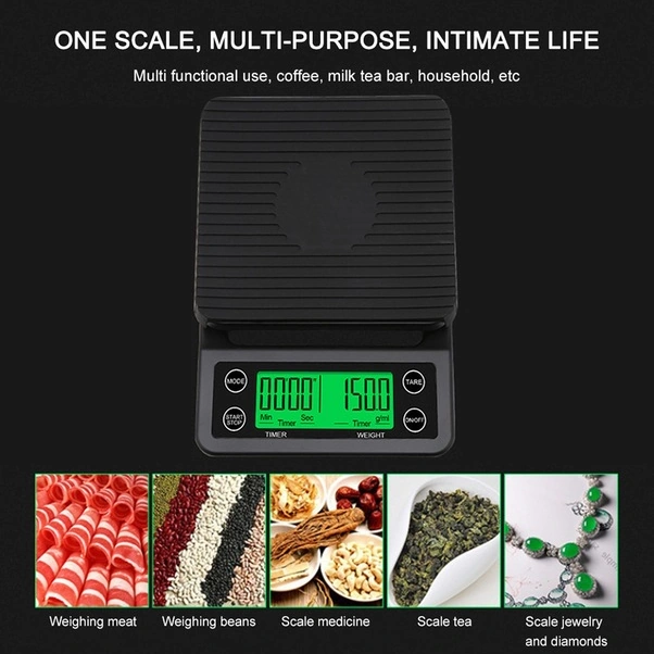 Fortunelane 0.1g Hassaslıkta 5kg Kapasiteli Çok Amaçlı Mutfak Terazisi, Kahve Ve Fırın İçin Zamanlayıcılı, Pil Hariç Farklı Renkl Çok Renkli