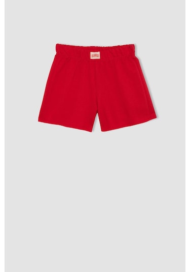 Defacto Kız Çocuk Dokuma Etiketli Şort D0907A824HSRD117 Kırmızı
